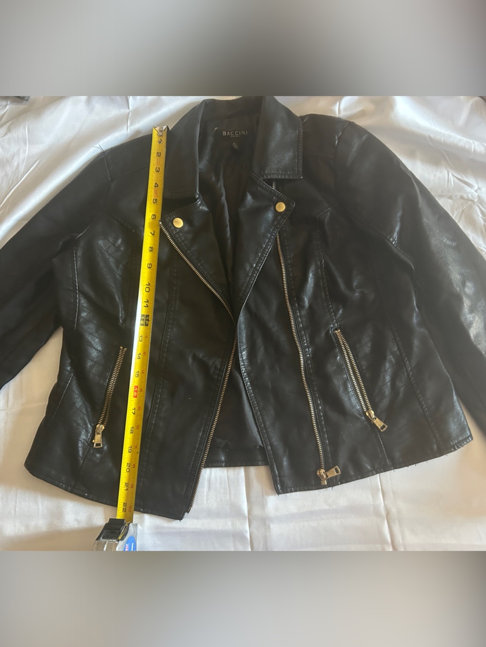 BCBGeneration Black Leather Moto Jacket with Gold Hardware